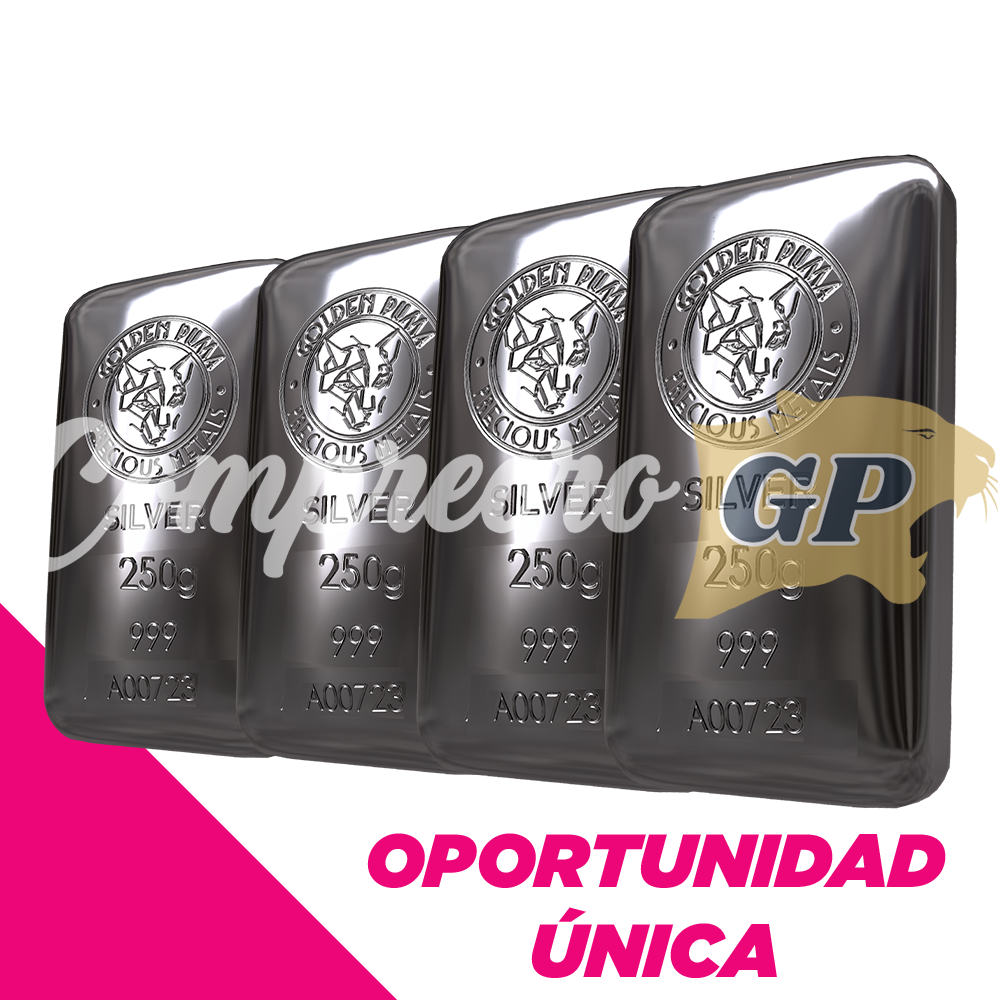 Pack 4 Lingotes de PLATA .999 250 gramos.